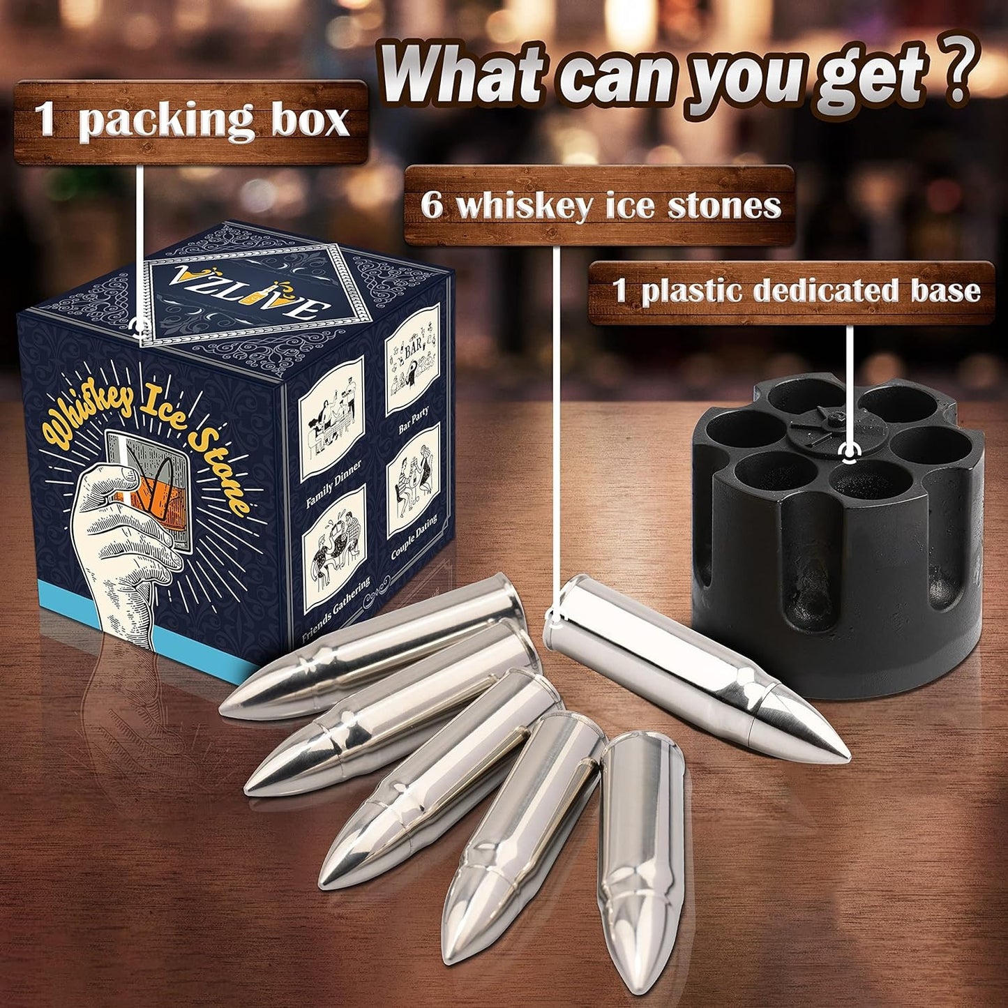 Bullet Whiskey Stones Set – Perfect Gift for Men Who Appreciate a Unique Drinking Experience