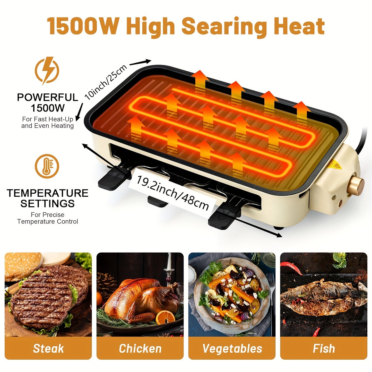 Smokeless Electric Indoor Grill – 2-in-1 Non-Stick Grill for Healthy, Convenient Cooking