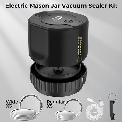 Electric Mason Jar Vacuum Sealer Kit – Perfect for Canning and Sealing Wide & Regular Mouth Mason Jars