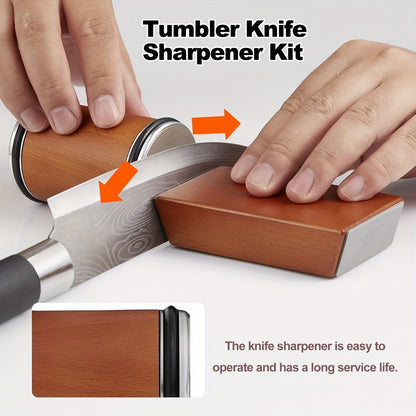 Precision Roller Knife Sharpener – Double-Sided Diamond & Ceramic, 15° & 20° Magnetic Angle Support for Chef & Kitchen Knives