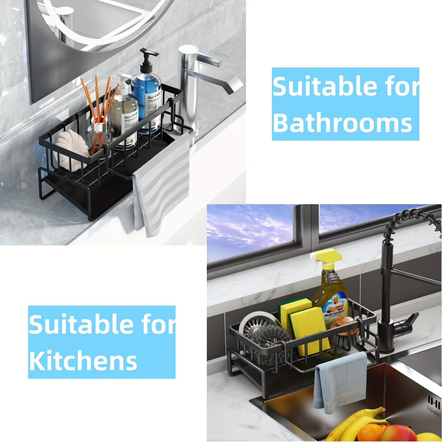 Kitchen Sink Organizer – Durable and Stylish Sponge Holder for Kitchen and Bathroom