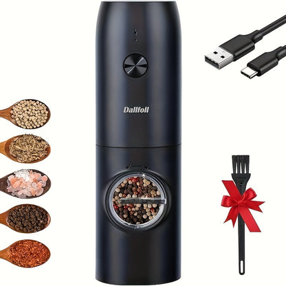 Rechargeable Electric Pepper & Salt Grinder Set – Elegant One-Hand Operated Pepper & Salt Mill