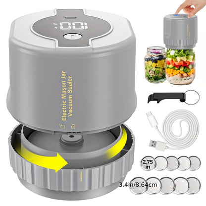 Electric Mason Jar Vacuum Sealer Kit – Perfect for Canning and Sealing Wide & Regular Mouth Mason Jars