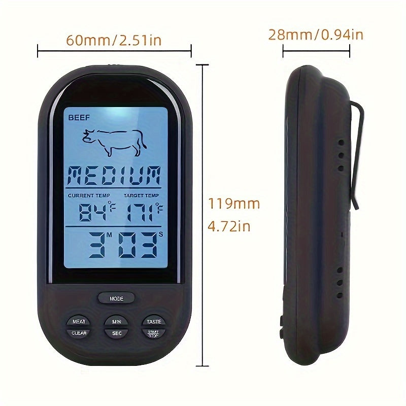 Bluetooth Wireless Meat Thermometer with LCD Digital Probe - Perfect for BBQ, Grilling, and Kitchen Cooking