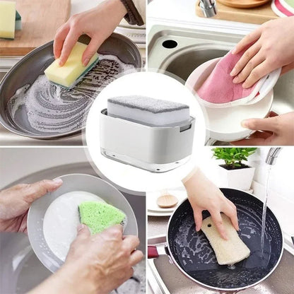 Dish Soap Dispenser with Integrated Sponge Holder