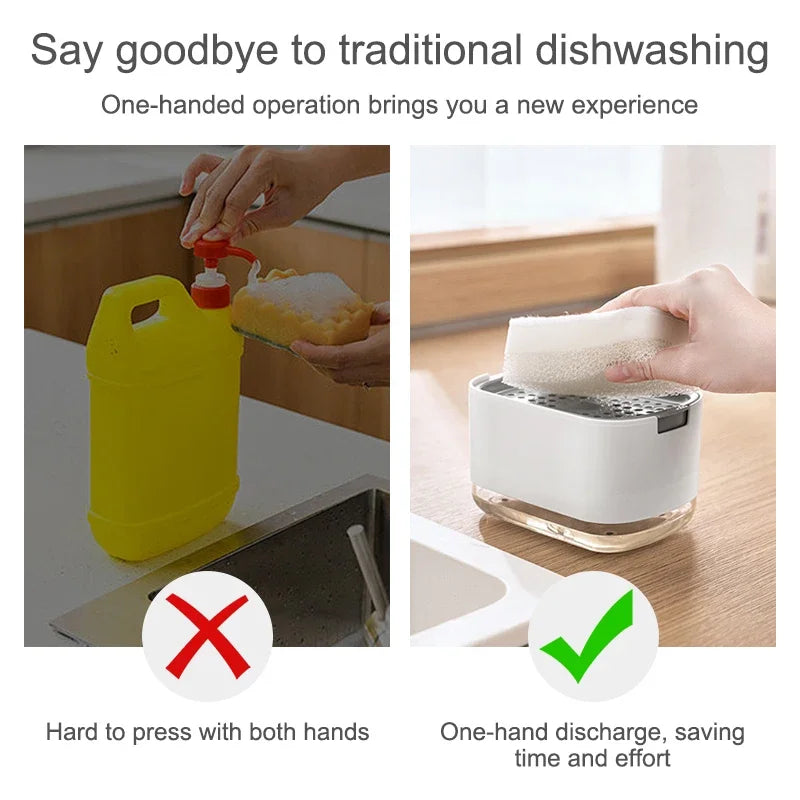 Dish Soap Dispenser with Integrated Sponge Holder