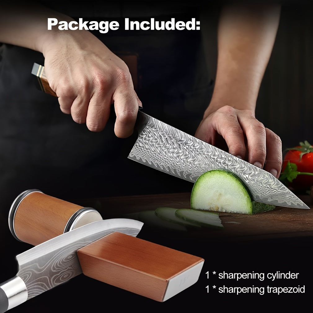 Precision Roller Knife Sharpener – Double-Sided Diamond & Ceramic, 15° & 20° Magnetic Angle Support for Chef & Kitchen Knives