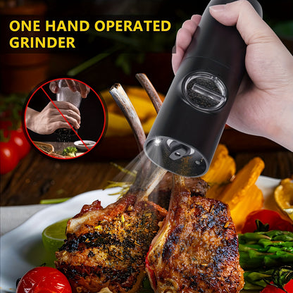 Rechargeable Electric Pepper & Salt Grinder Set – Elegant One-Hand Operated Pepper & Salt Mill