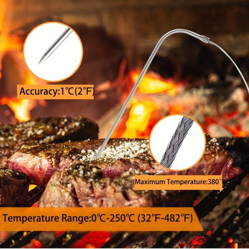 Bluetooth Wireless Meat Thermometer with LCD Digital Probe - Perfect for BBQ, Grilling, and Kitchen Cooking