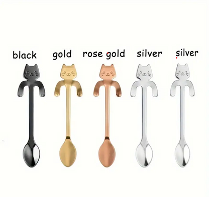 Stainless Steel Cat-Shaped Tea Spoon (5pcs)