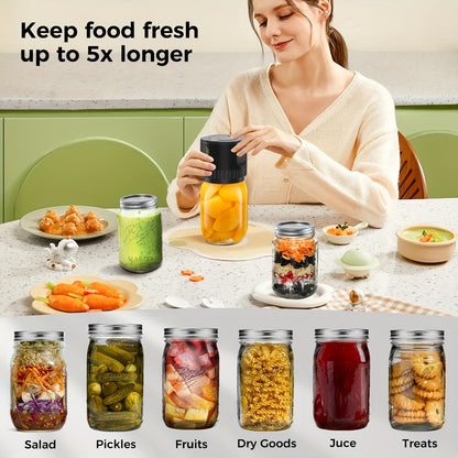 Electric Mason Jar Vacuum Sealer Kit – Perfect for Canning and Sealing Wide & Regular Mouth Mason Jars