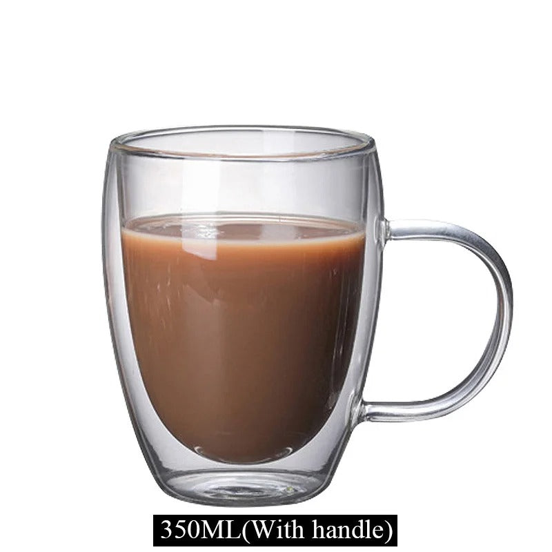 Double Wall Glass Cups – Elegant Desing - Available with or without Handle, 80ml to 450ml